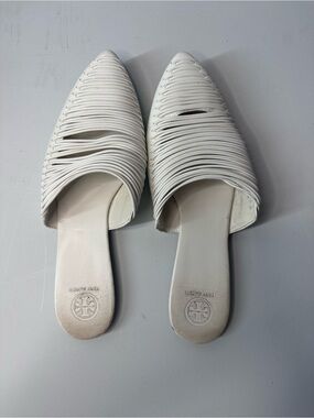 Tory Burch White Strappy Pointed Slip-On Mules